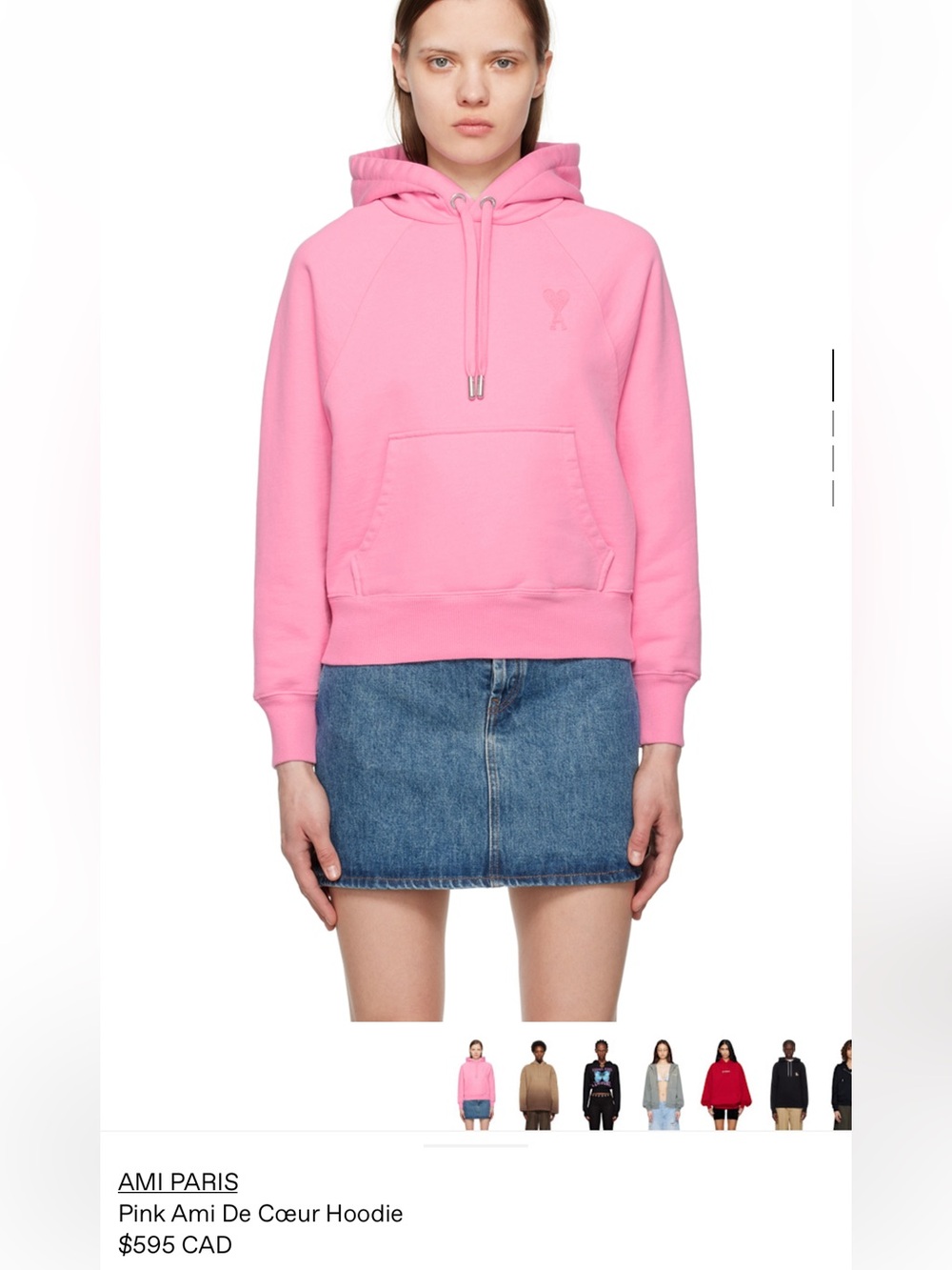 Ami Pink Heart Logo Pullover Hoodie